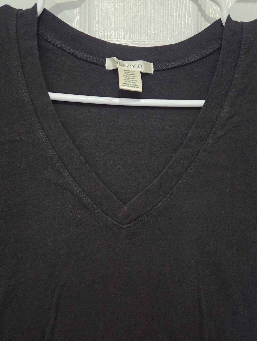 Bozzolo Black V-Neck Short Sleeve Cotton Blend Bodysuit Size Medium Minimalist - Picture 2 of 5